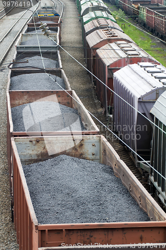 Image of Freight train with color cargo containers