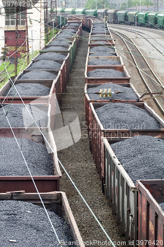 Image of Freight train with color cargo containers