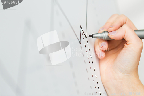 Image of close up of hand drawing graph on white board