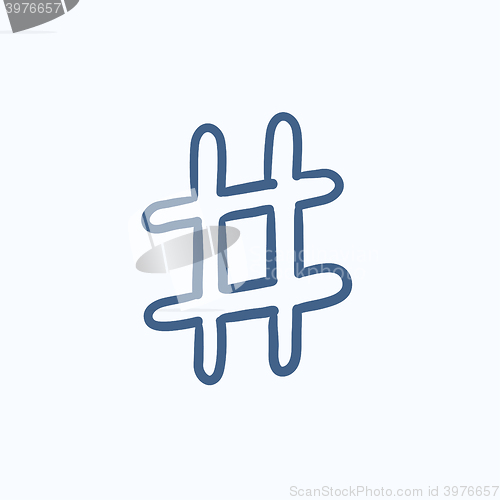Image of Hashtag symbol sketch icon.