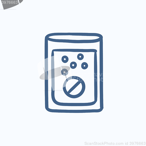 Image of Tablet into glass of water sketch icon.