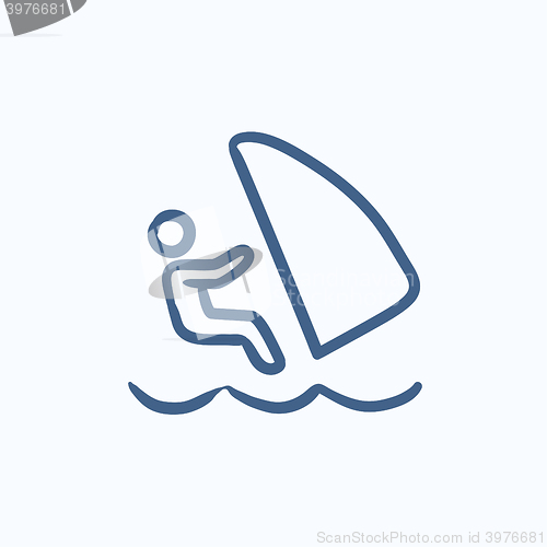 Image of Wind surfing sketch icon.