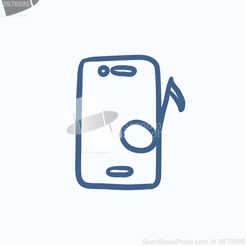 Image of Phone with musical note sketch icon.