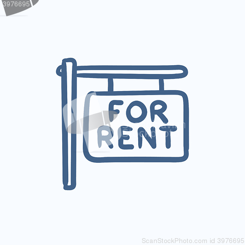 Image of For rent placard sketch icon.