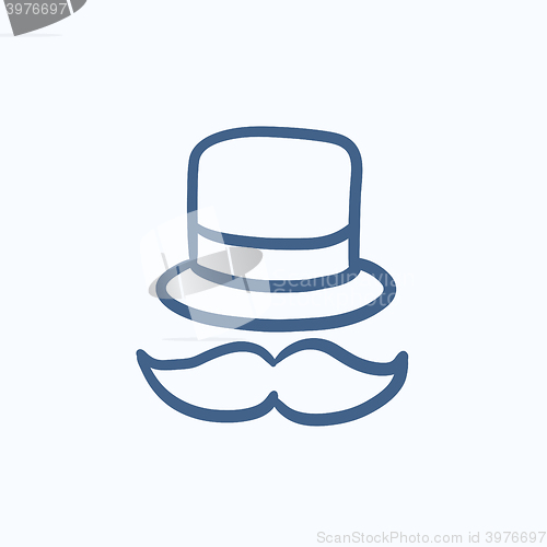 Image of Hat and mustache sketch icon.