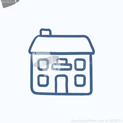 Image of Two storey detached house sketch icon.