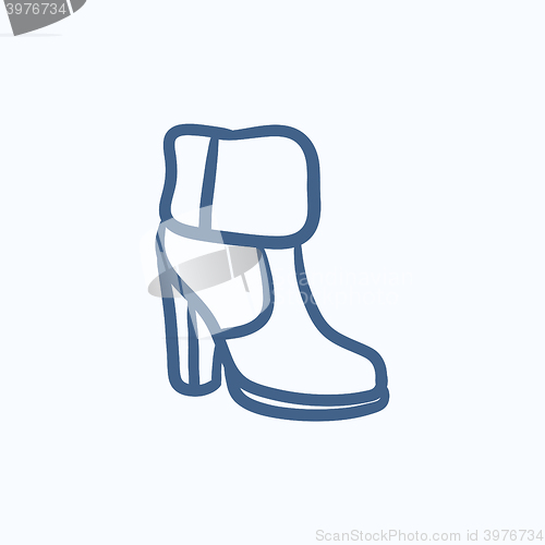 Image of High-heeled ankle boot with fur sketch icon.