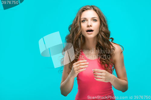 Image of The young woman\'s portrait with thoughtful emotions