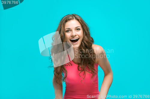 Image of The young woman\'s portrait with happy emotions