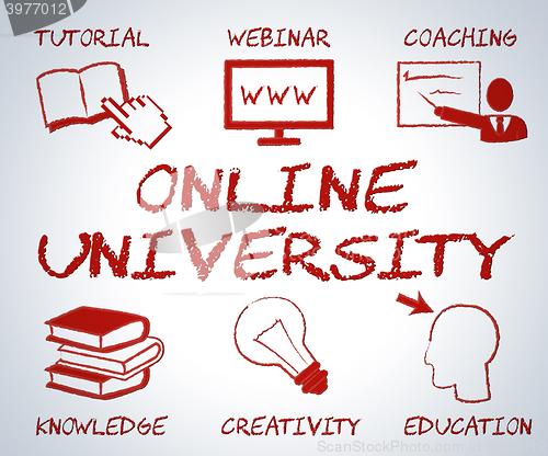 Image of Online University Represents Web Site And College