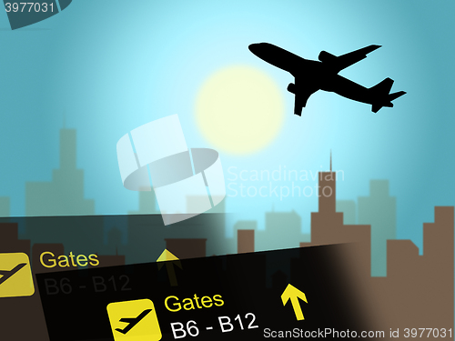 Image of Vacation Flight Indicates Airline Travel And Aviation