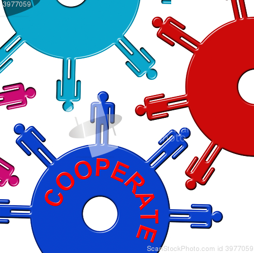 Image of Cooperate Cogs Indicates Gear Wheel And Teamwork