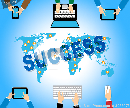 Image of Business Success Shows Web Site And Communication