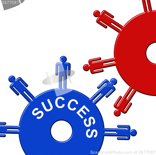 Image of Success Cogs Indicates Gear Wheel And Clockwork