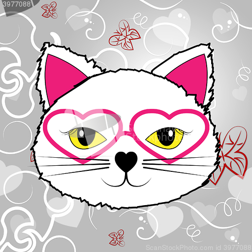 Image of Abstract Cat Shows Kitten And Grey Background