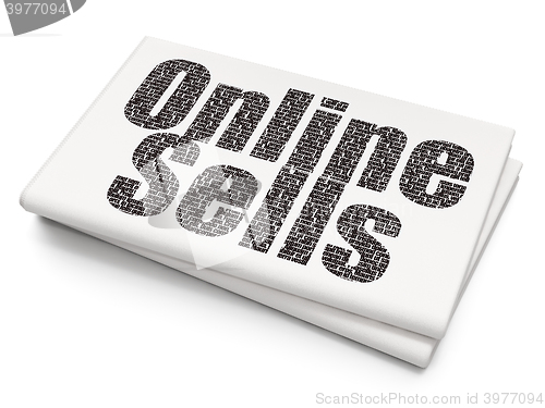 Image of Advertising concept: Online Sells on Blank Newspaper background