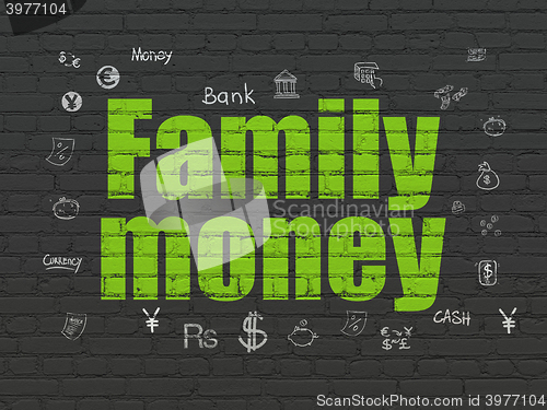 Image of Currency concept: Family Money on wall background