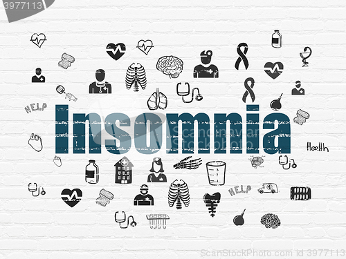 Image of Health concept: Insomnia on wall background