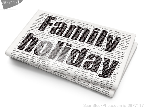 Image of Vacation concept: Family Holiday on Newspaper background