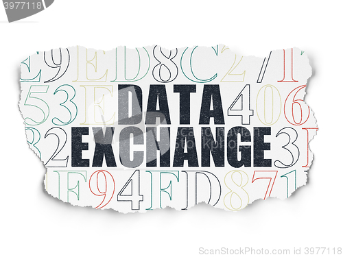 Image of Information concept: Data Exchange on Torn Paper background