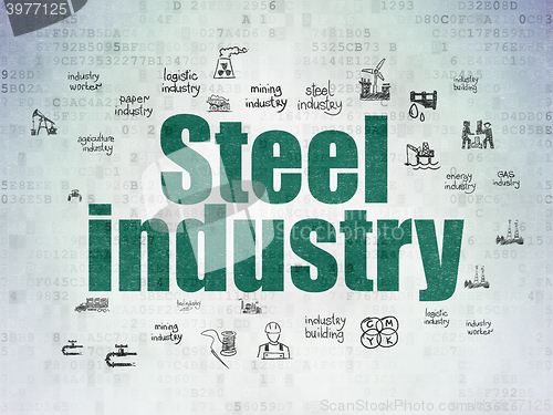 Image of Manufacuring concept: Steel Industry on Digital Data Paper background