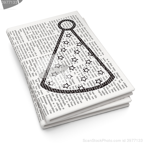 Image of Holiday concept: Party Hat on Newspaper background