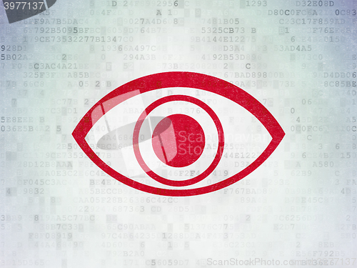 Image of Security concept: Eye on Digital Data Paper background