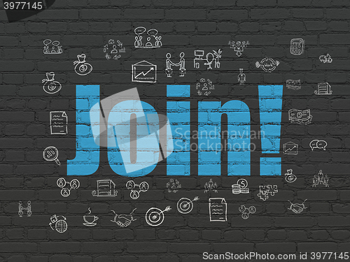 Image of Finance concept: Join! on wall background