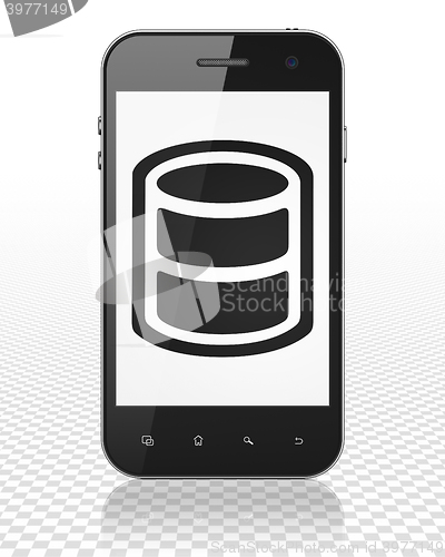 Image of Software concept: Smartphone with Database on display
