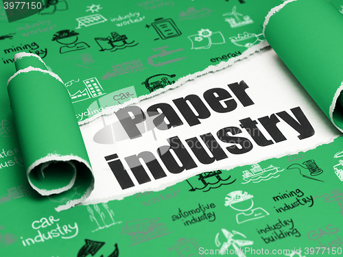 Image of Industry concept: black text Paper Industry under the piece of  torn paper