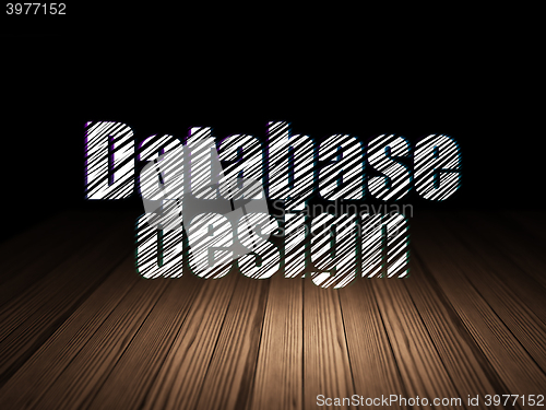 Image of Database concept: Database Design in grunge dark room