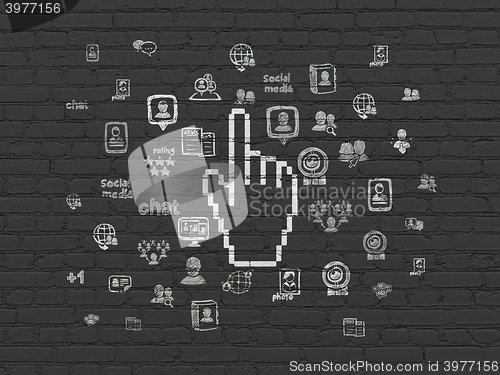 Image of Social media concept: Mouse Cursor on wall background
