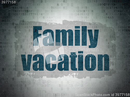 Image of Travel concept: Family Vacation on Digital Data Paper background