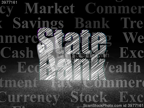 Image of Money concept: State Bank in grunge dark room