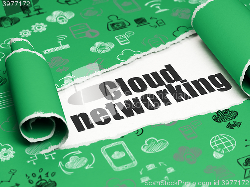 Image of Cloud technology concept: black text Cloud Networking under the piece of  torn paper