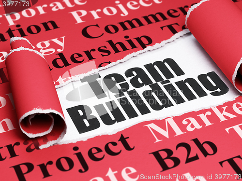 Image of Business concept: black text Team Building under the piece of  torn paper