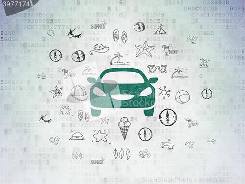 Image of Tourism concept: Car on Digital Data Paper background