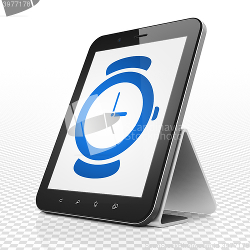 Image of Time concept: Tablet Computer with Watch on display