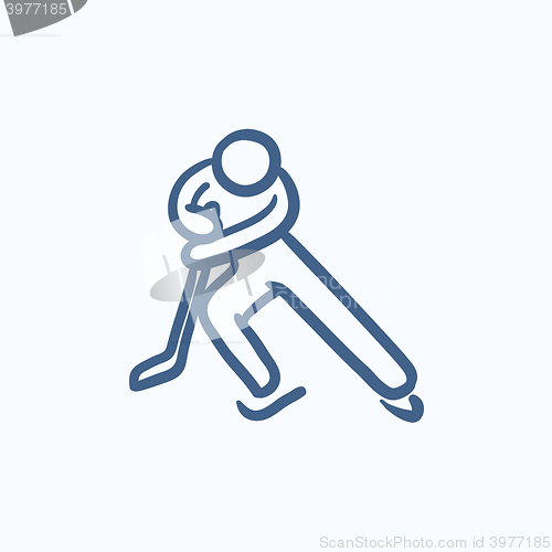 Image of Hockey player sketch icon.