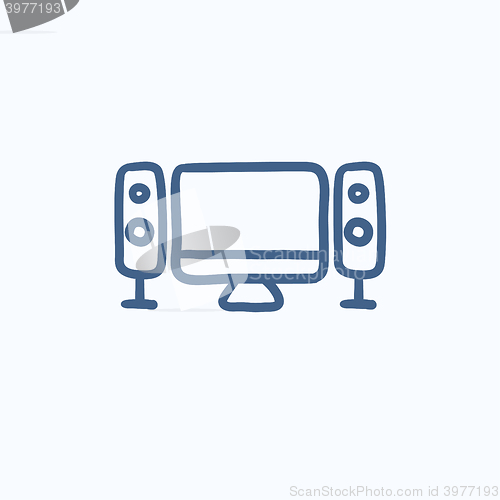 Image of Home cinema system sketch icon.