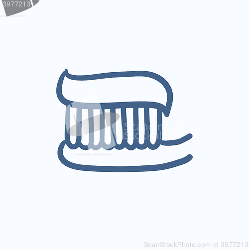 Image of Toothbrush with toothpaste sketch icon.