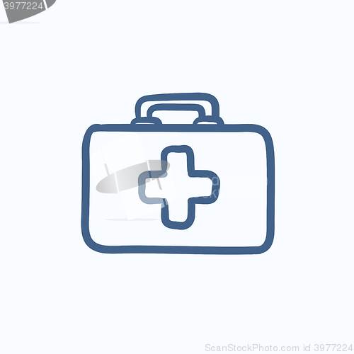 Image of First aid kit sketch icon.