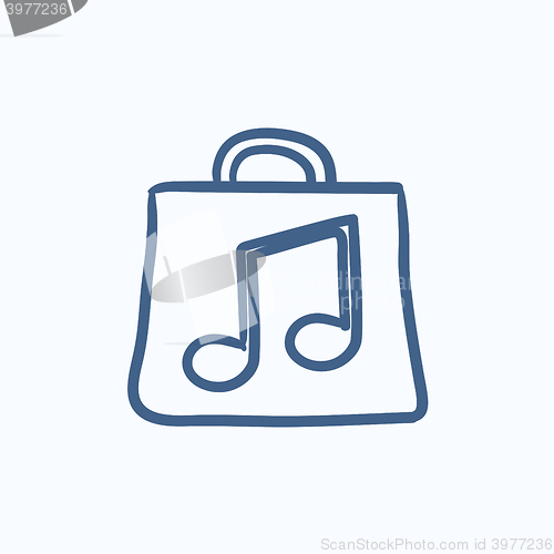 Image of Bag with music note sketch icon.
