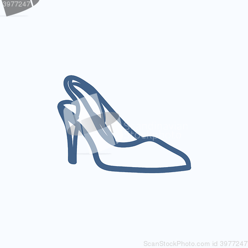 Image of High heel shoe sketch icon.