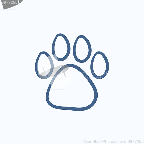 Image of Paw print sketch icon.