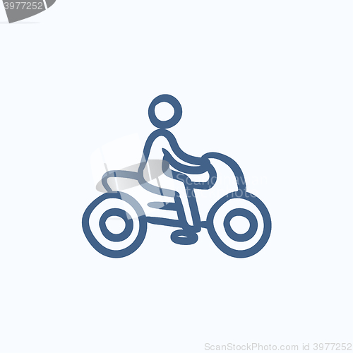 Image of Man riding motorcycle sketch icon.
