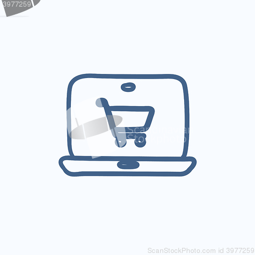 Image of Online shopping sketch icon.