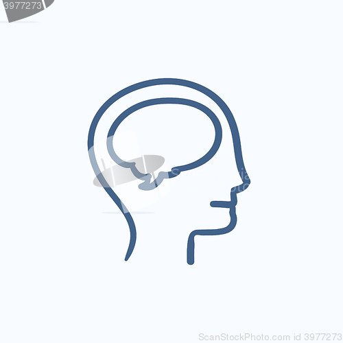 Image of Human head with brain sketch icon.