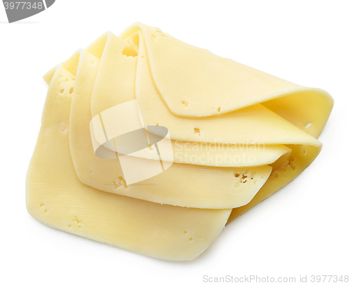 Image of cheese slices on white background