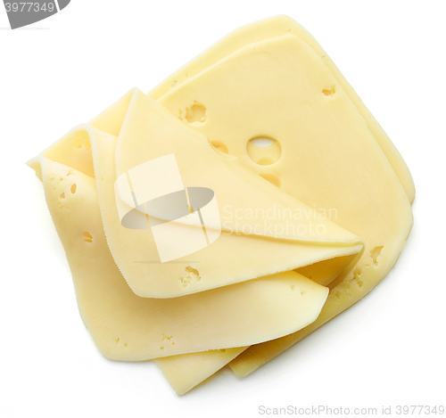 Image of cheese slices on white background